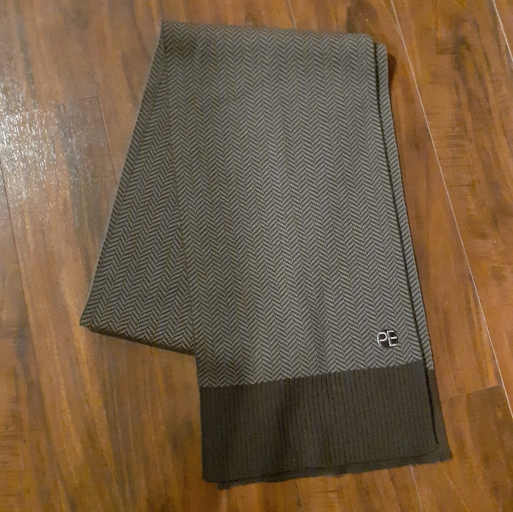 Perry Ellis Portfolio Men's Brown Herringbone Scarf